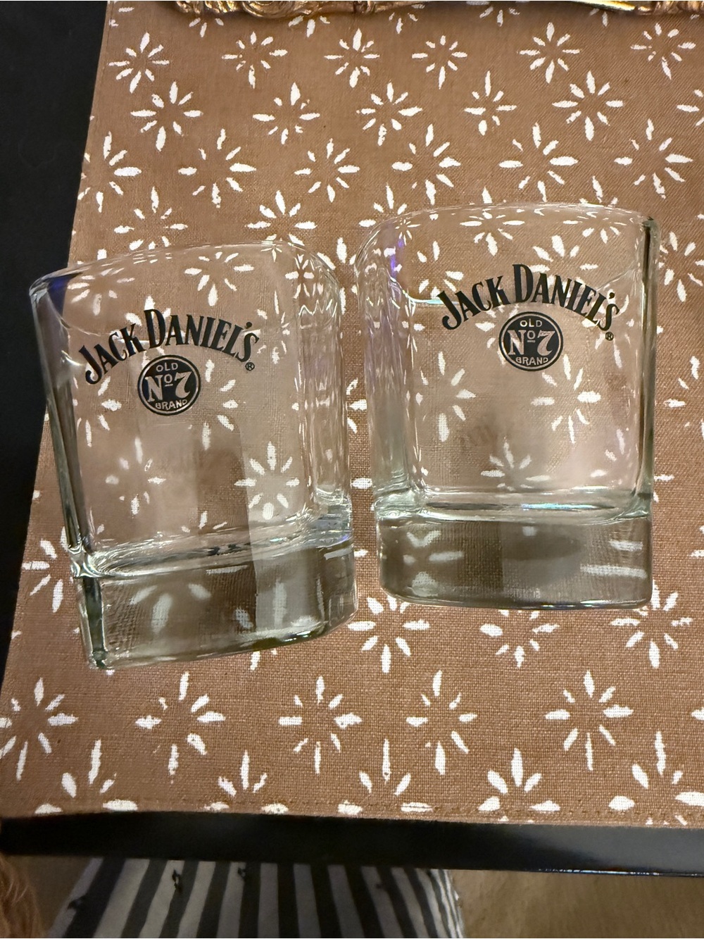 Jack Daniels Clear Square Whiskey Glasses with Black Logo - Set of 2